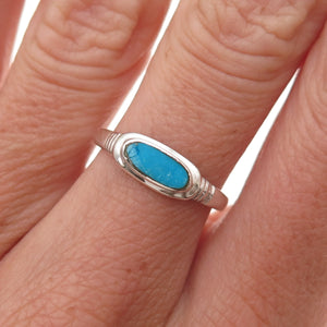 925 Sterling Silver Vintage Real Turquoise Ring Size 6.5
