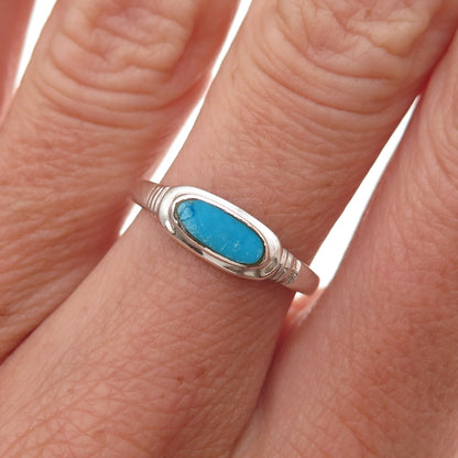 925 Sterling Silver Vintage Real Turquoise Ring Size 6.5