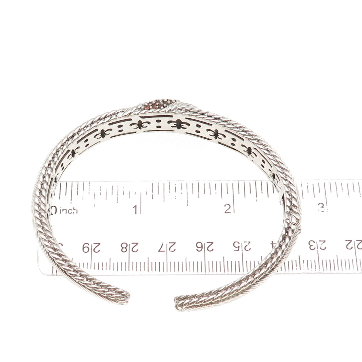 Judith Ripka 925 Sterling Silver Real Round-Cut Cognac Topaz Cuff Bracelet 7"