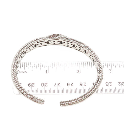 Judith Ripka 925 Sterling Silver Real Round-Cut Cognac Topaz Cuff Bracelet 7"