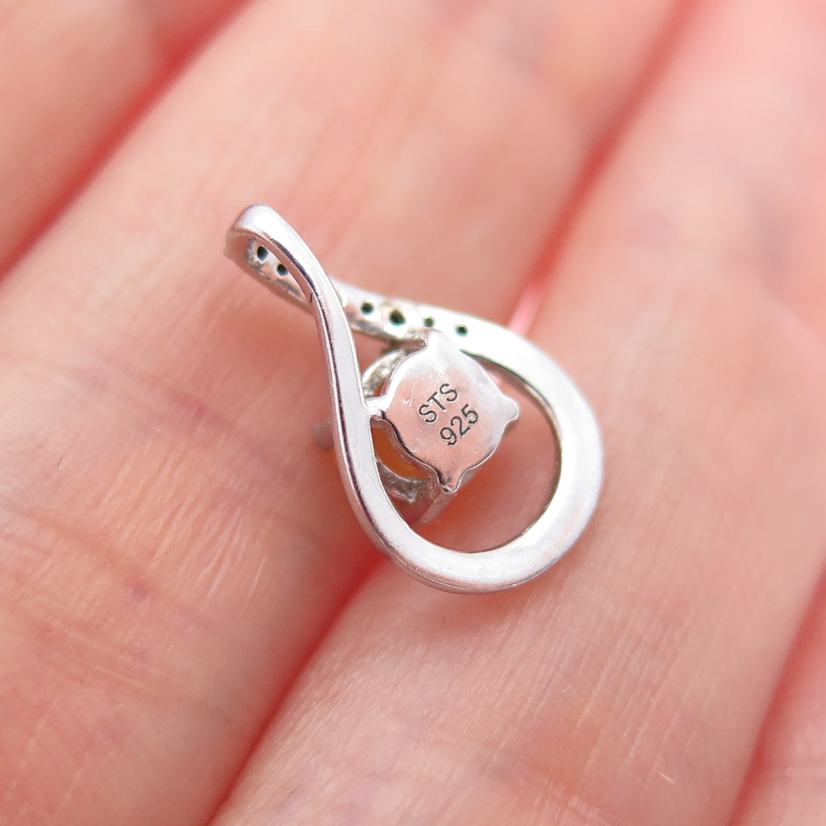 CHUCK CLEMENCY 925 Sterling Silver Real Opal & Spinel Minimalist Charm Pendant