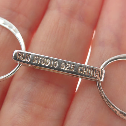 ROBERT LEE MORRIS 925 Sterling Silver Vintage Modernist Oval Chain Necklace 32"