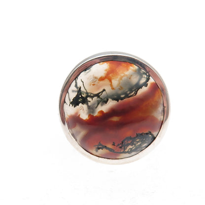 925 Sterling Silver Vintage 1976 S&B London Real Agate Modernist Ring Size 6.25