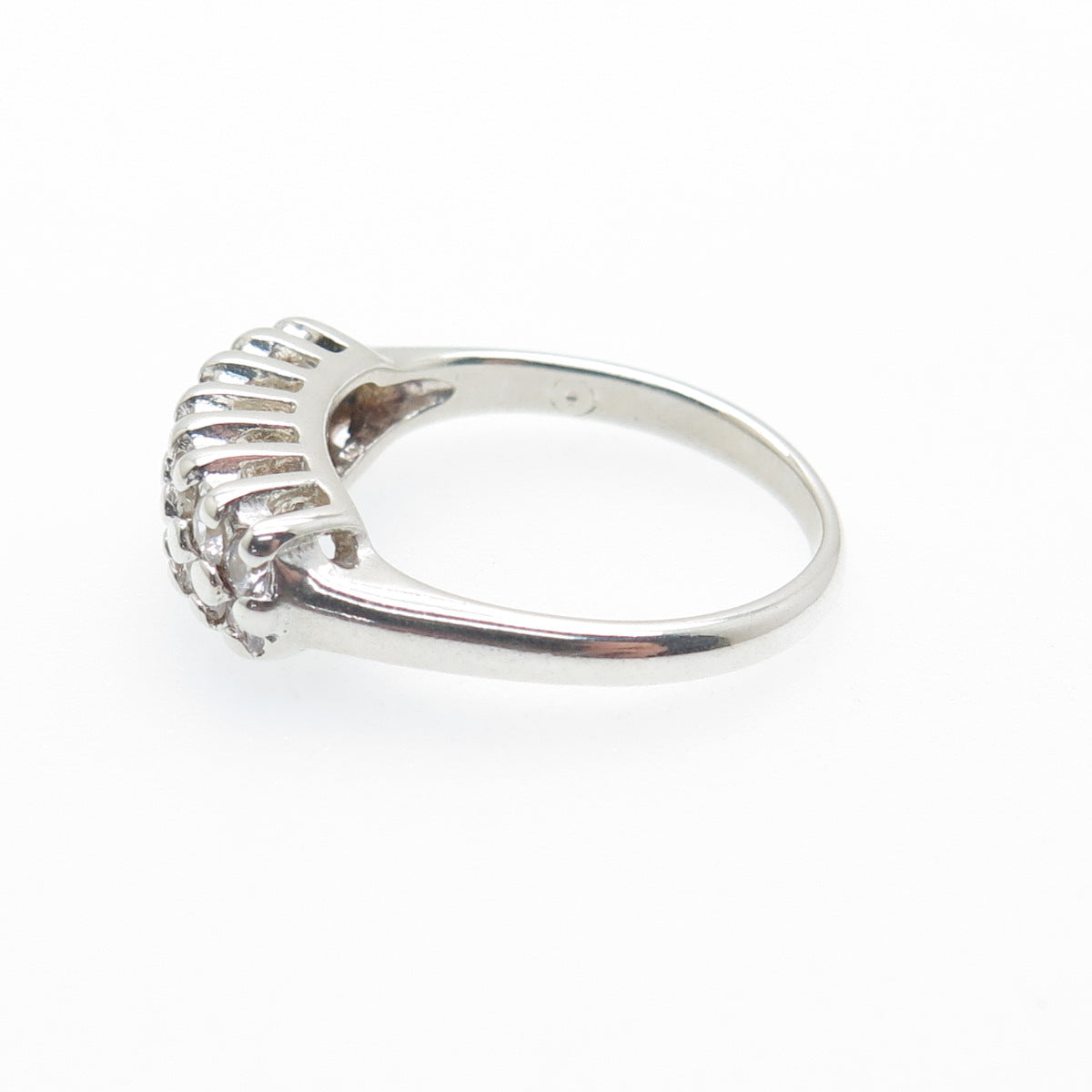 925 Sterling Silver Round-Cut C Z Cluster Ring Size 6.75