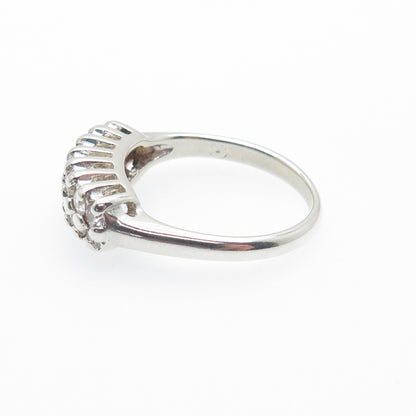 925 Sterling Silver Round-Cut C Z Cluster Ring Size 6.75
