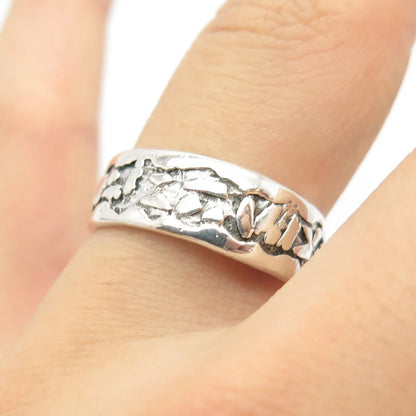 925 Sterling Silver Vintage Bell Trading Post Pebble Band Ring Size 7.5