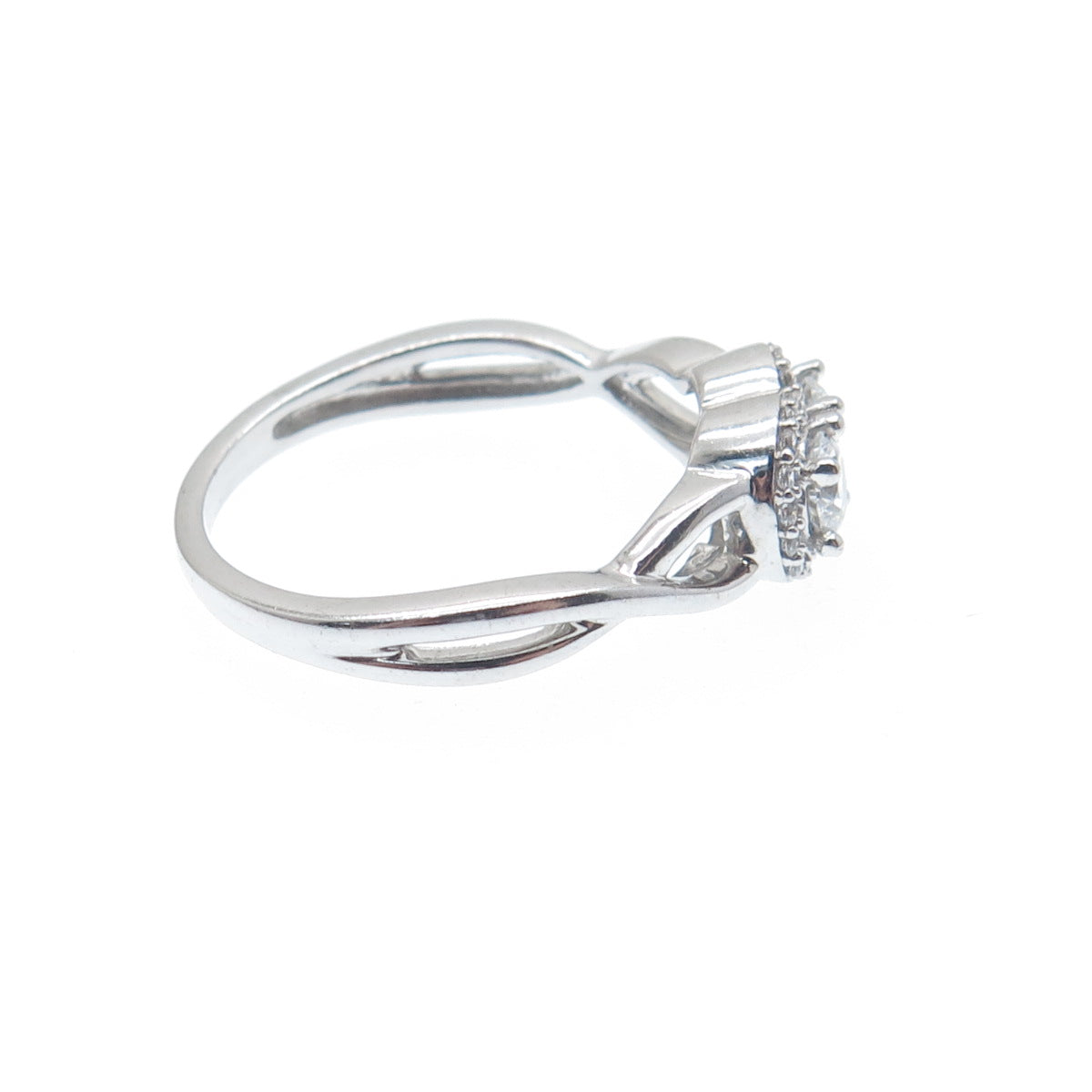 925 Sterling Silver Round-Cut C Z Infinity Twisted Promise Ring Size 7