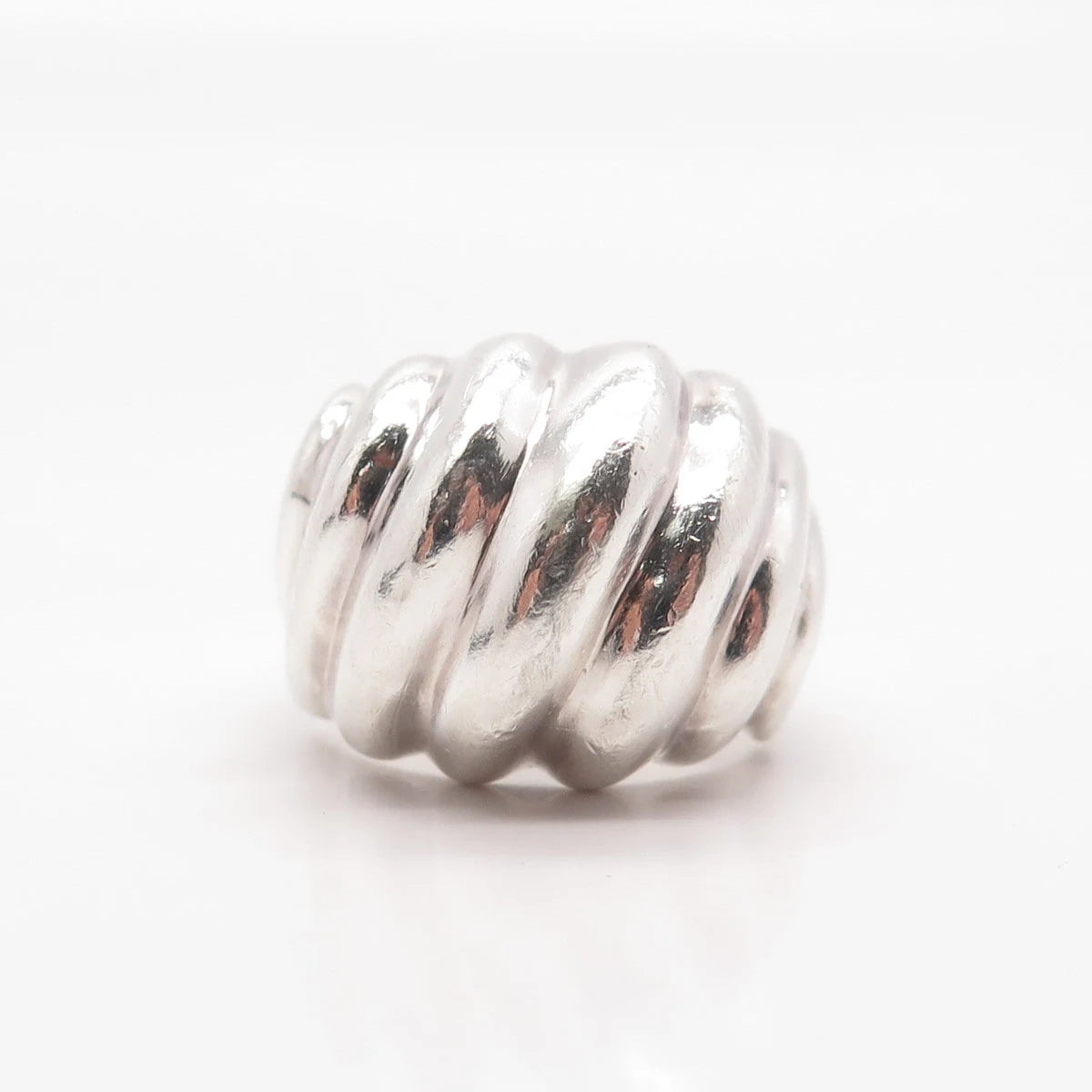 925 Sterling Silver Vintage Ribbed Wide Ring Size 6