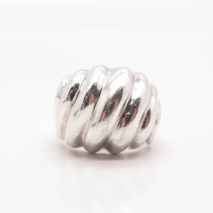 925 Sterling Silver Vintage Ribbed Wide Ring Size 6