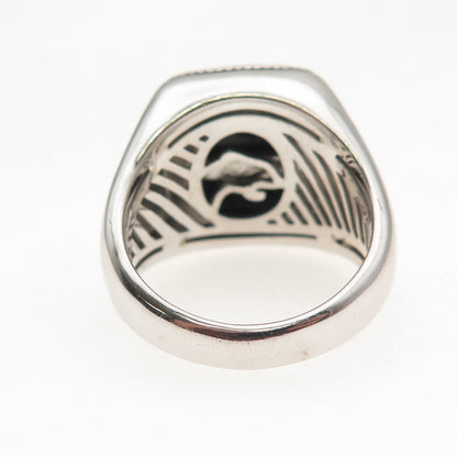 Effy 925 Sterling Silver Real Black Onyx Anchor Ring Size 10.25