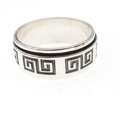 950 Silver Vintage Spiral Oxidized Rotating Band Ring Size 10