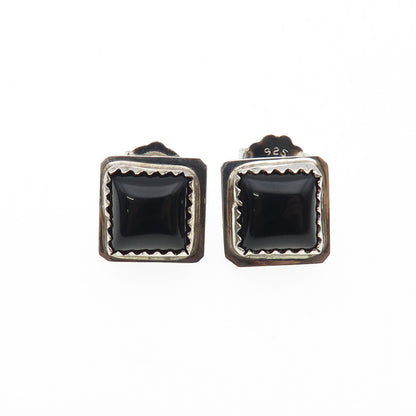 Annie Chapo Navajo Old Pawn Sterling Silver Vintage Black Onyx Tribal Earrings