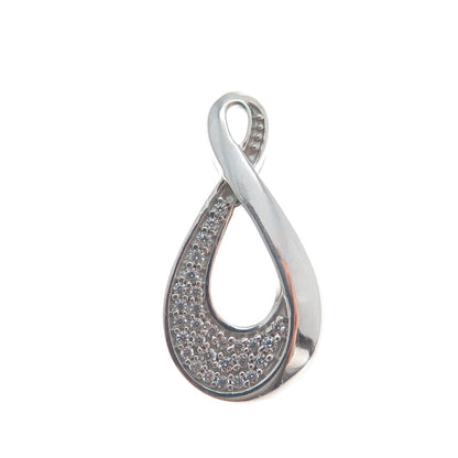 925 Sterling Silver Round-Cut Shaped C Z Infinity Slide Pendant