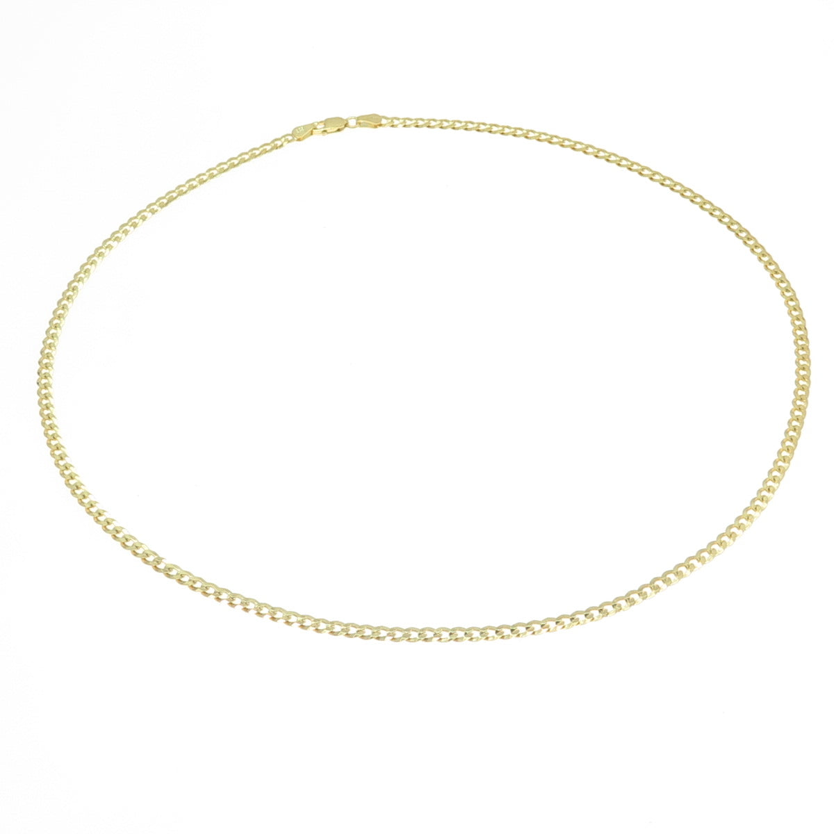 925 Sterling Silver Gold Plated Italy Curb Chain Necklace 20"