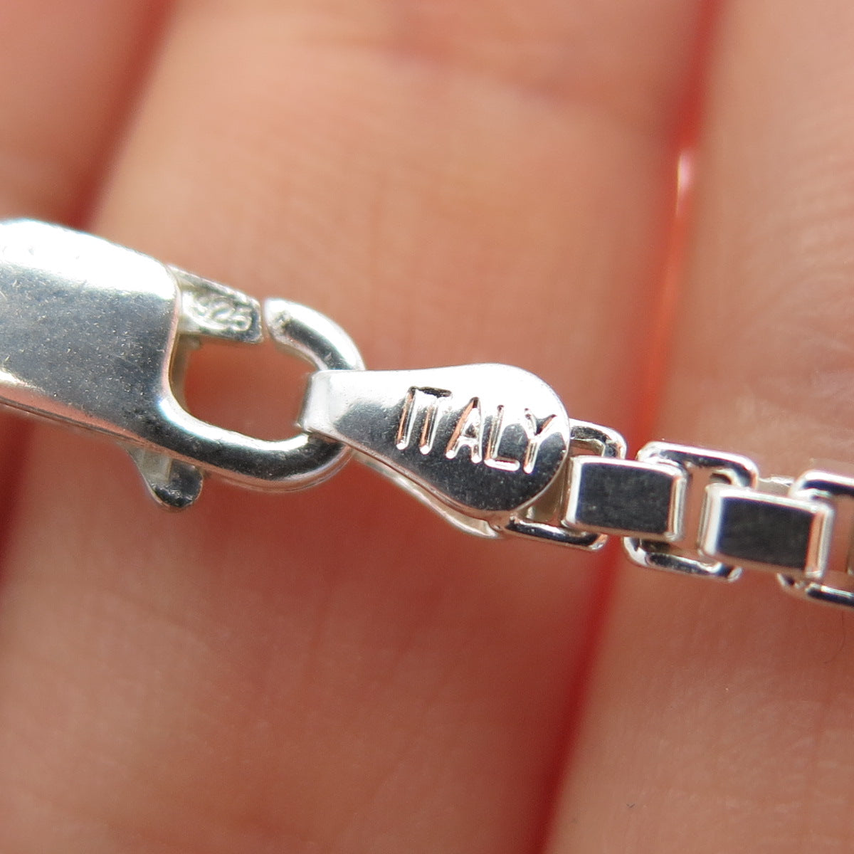 925 Sterling Silver Vintage Italy Box Link Bracelet 6.75"
