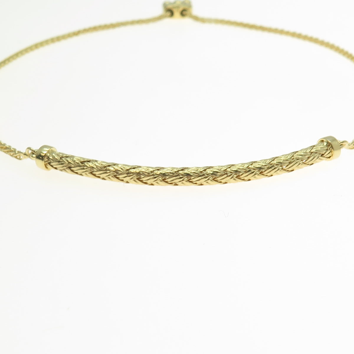 HAN 925 Sterling Silver Gold Plated Wheat Bar Bolo Adjustable Bracelet 6-10"