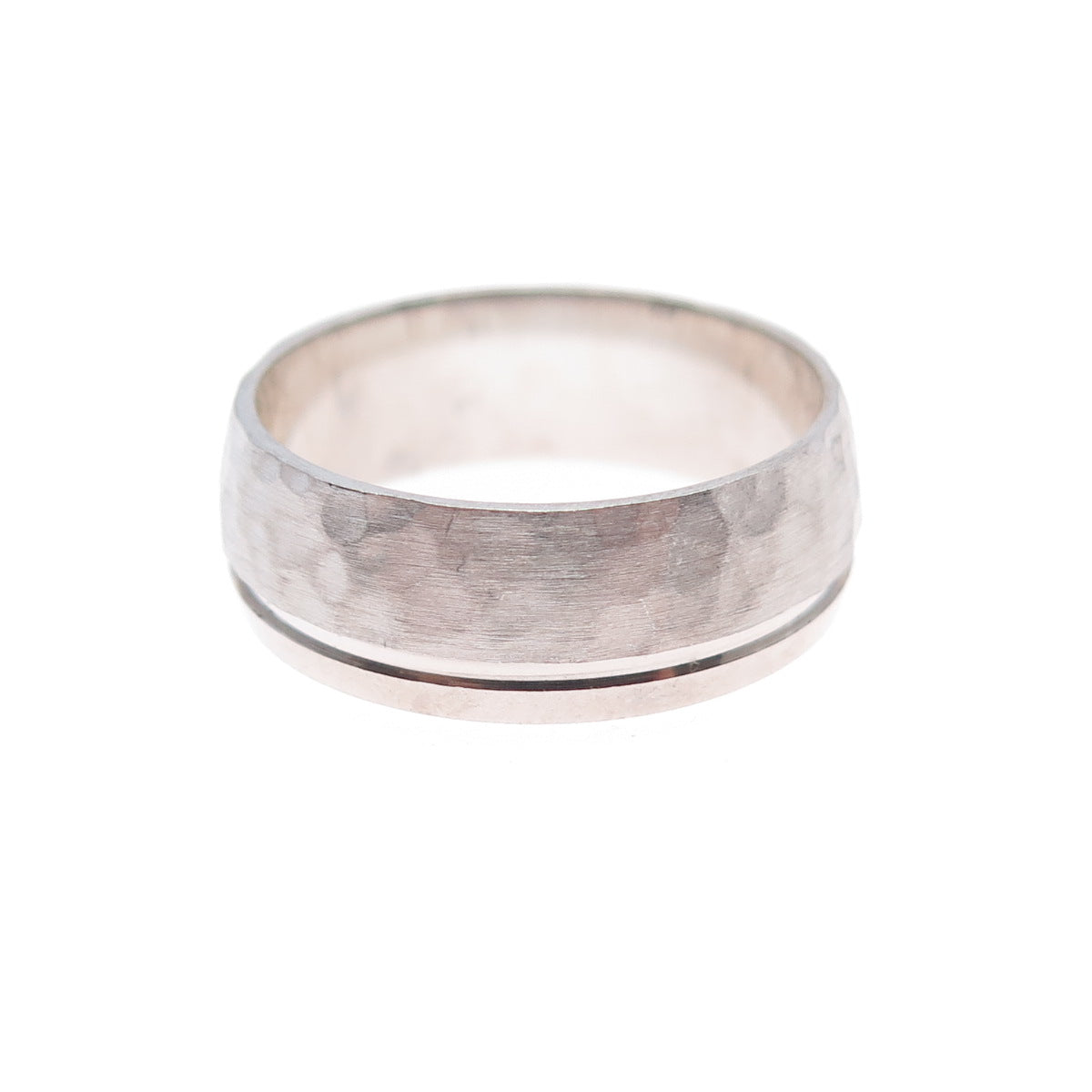 925 Sterling Silver Hammered Band Ring Size 8.25