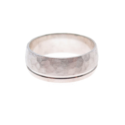 925 Sterling Silver Hammered Band Ring Size 8.25