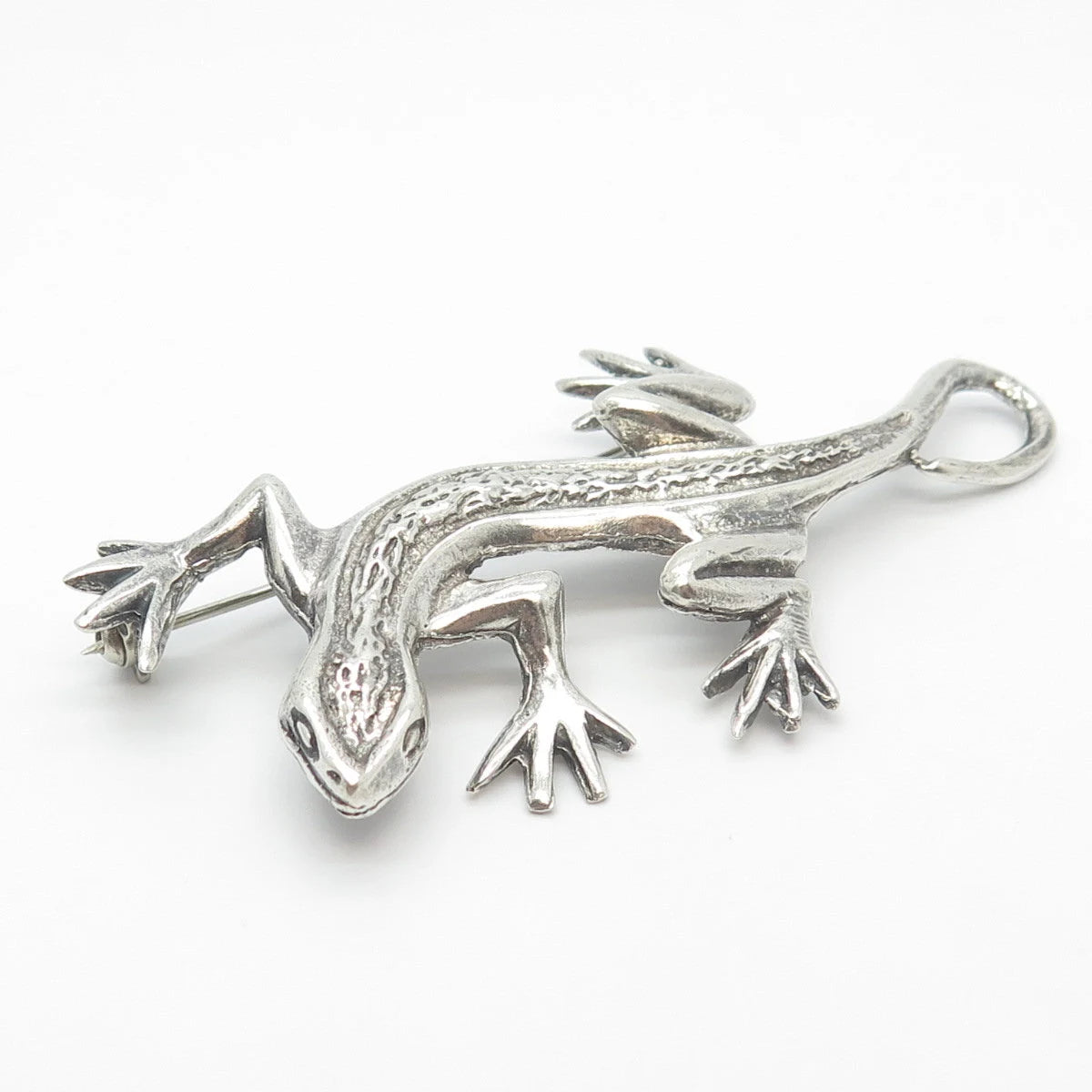 925 Sterling Silver Vintage Handmade Lizard Pin Brooch