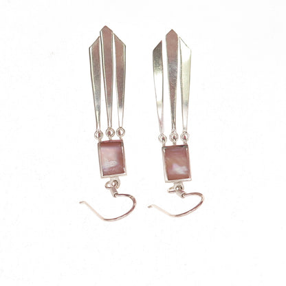 Boma 925 Sterling Silver Vintage Real MOP Modernist Dangle Earrings