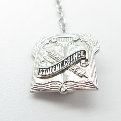 925 Sterling Silver Vintage Enamel "Student Council 1956-57" Pin Brooch