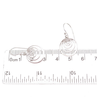 925 Sterling Silver Vintage Spiral Dangle Earrings