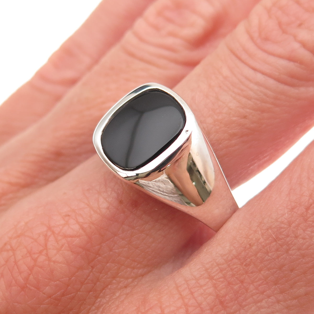 Dason 925 Sterling Silver Vintage Real Black Onyx Signet Ring Size 11
