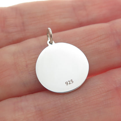 925 Sterling Silver Blue Enamel Pisces Zodiac Sign Minimalist Charm Pendant