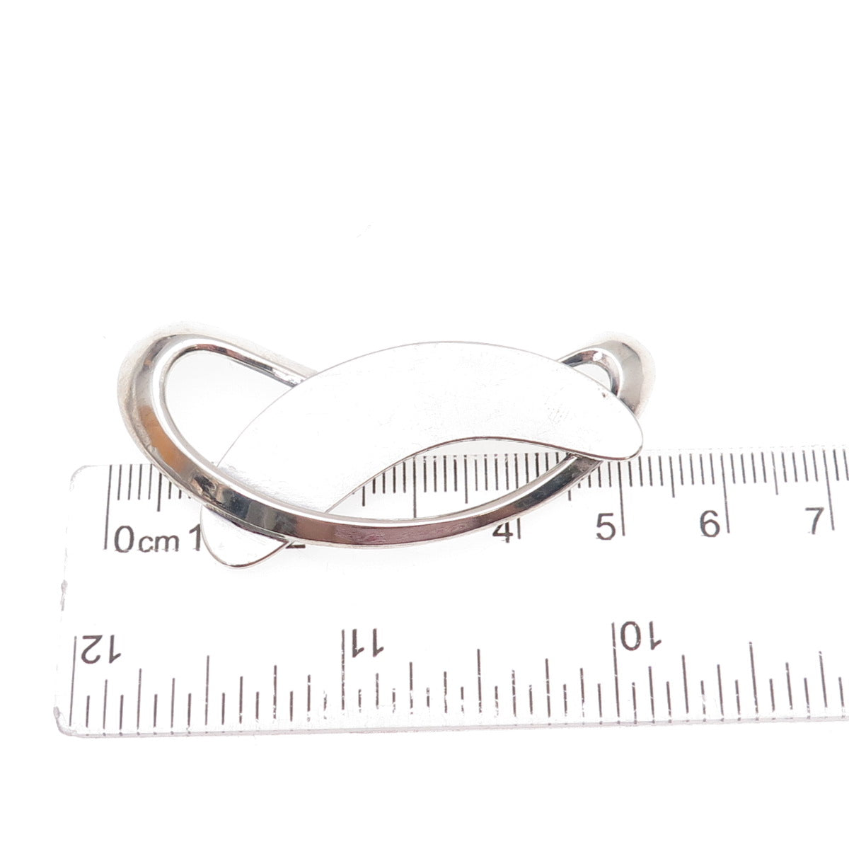 Beau 925 Sterling Silver Vintage Modernist Oxidized Pin Brooch