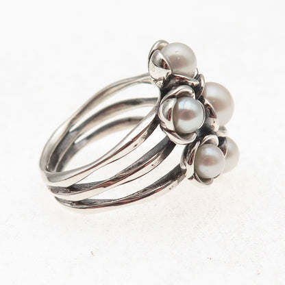 Pandora 925 Sterling Silver Real Pearl Wishful Thinking Ring Size 7.75
