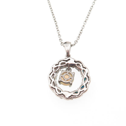 Chuck Clemency 925 Sterling Silver Real Turquoise Opal White Topaz Necklace 20"