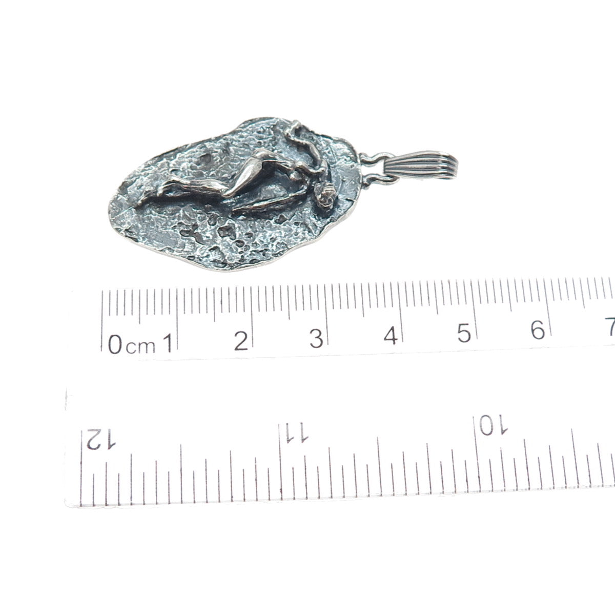 925 Sterling Silver Vintage Virgo Zodiac Sign Modernist Oxidized Charm Pendant