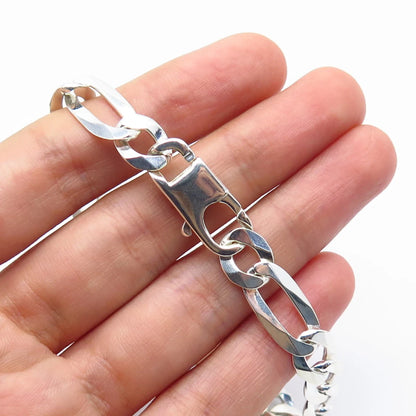 925 Sterling Silver Vintage "Aiden" Personalized ID Figaro Link Bracelet 7"