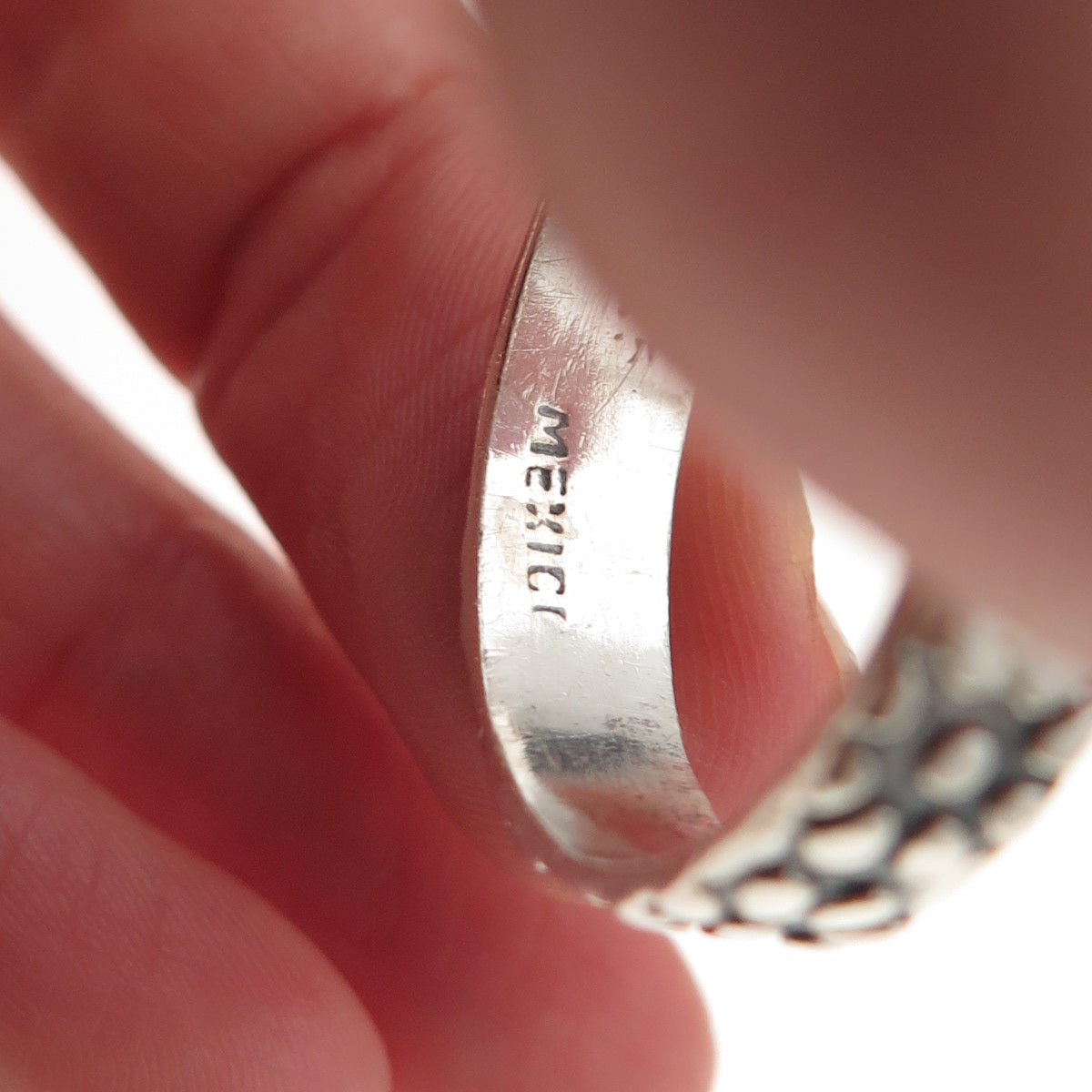 925 Sterling Silver Vintage Mexico Flower Oxidized Band Ring Size 11.75