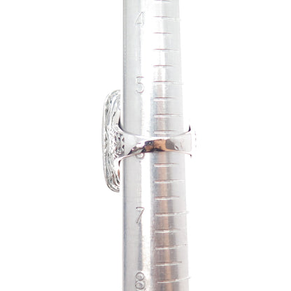 925 Sterling Silver 2-Tone Vintage Real Tyrone Turquoise Hammered Ring Size 6