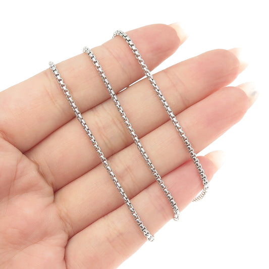 925 Sterling Silver Italy Round Box Chain Necklace 18"