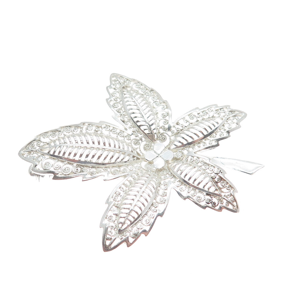 WILLI NONNENMANN 925 Sterling Silver Vintage Germany Floral Filigree Pin Brooch