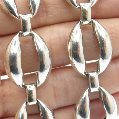 DANECRAFT 925 Sterling Silver Antique Art Deco Coffee Bean Chain Necklace 15"