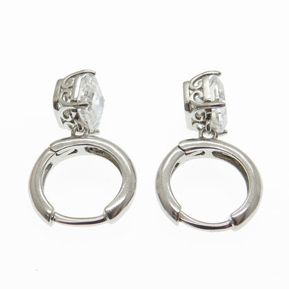 925 Sterling Silver Cushion-Cut Shaped C Z Huggie Earrings