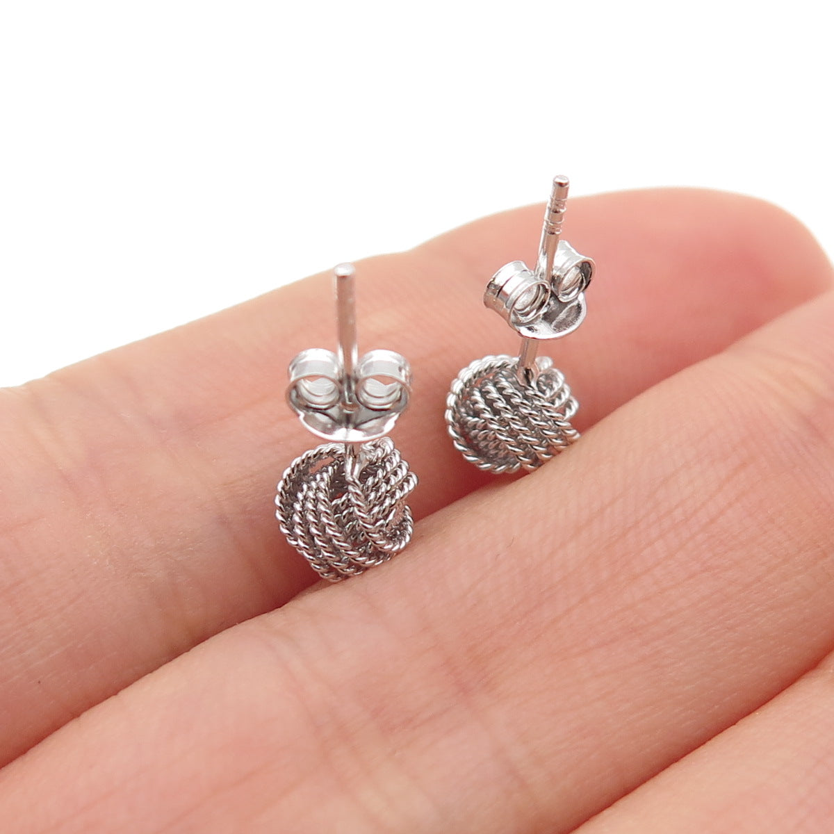 925 Sterling Silver Twisted Knot Stud Earrings