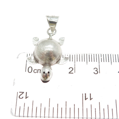 925 Sterling Silver Vintage Mexico Turtle 3D Charm Pendant