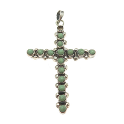 925 Sterling Vintage Mexico Royston Turquoise Cross Pendant (missing 1 stone)