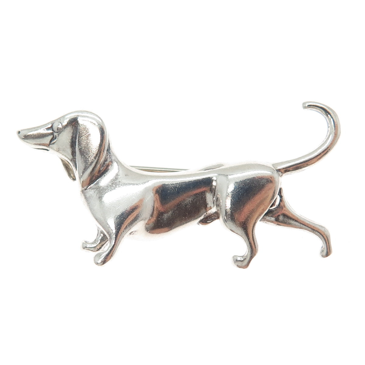 JEZLAINE 925 Sterling Silver Vintage Dachshund Dog Pin Brooch