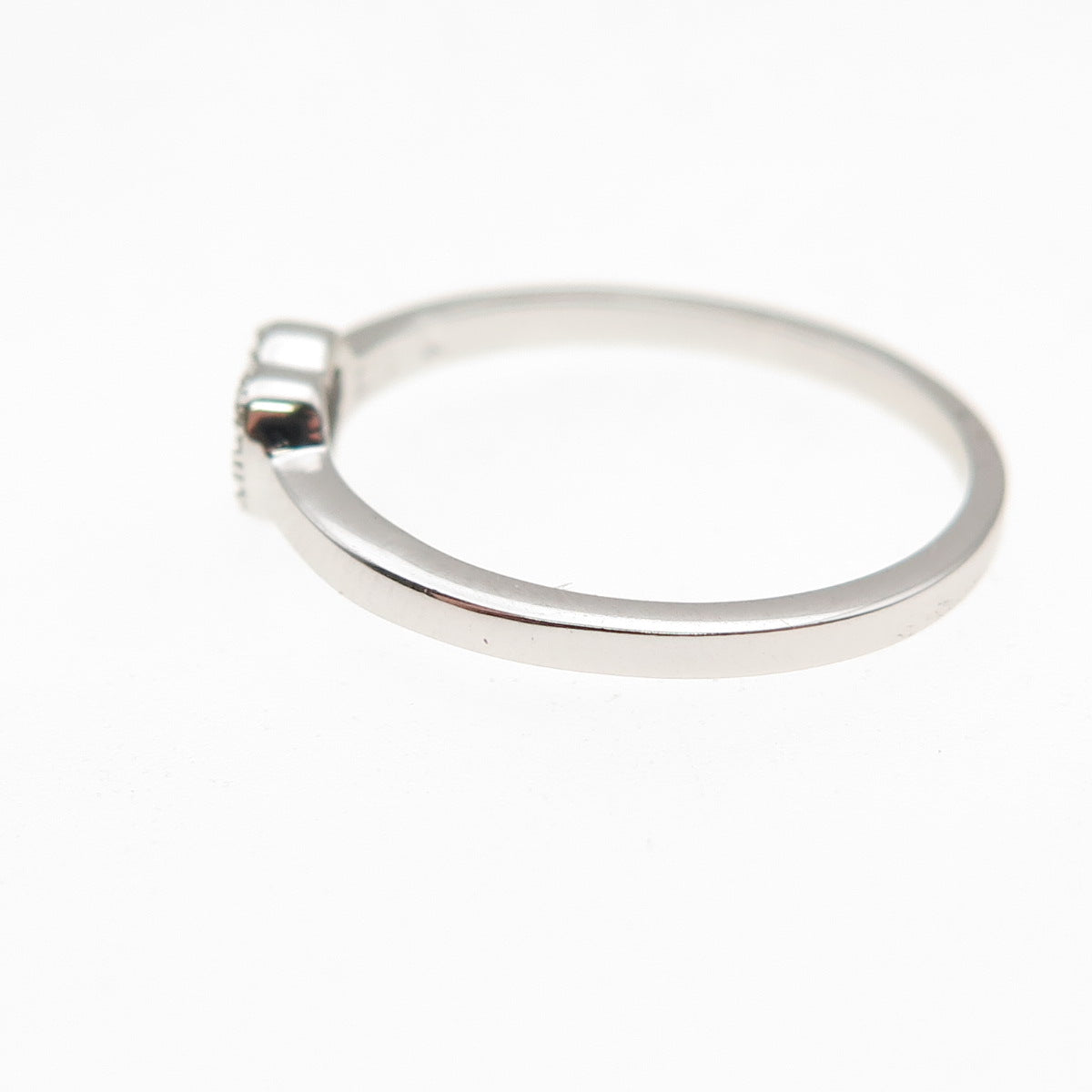 925 Sterling Silver Round-Cut C Z Heart Ring Size 7