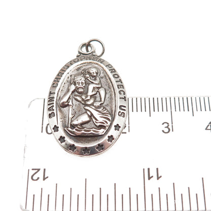 College Seal & Crest Sterling Silver Antique Art Deco St. Christopher Pendant