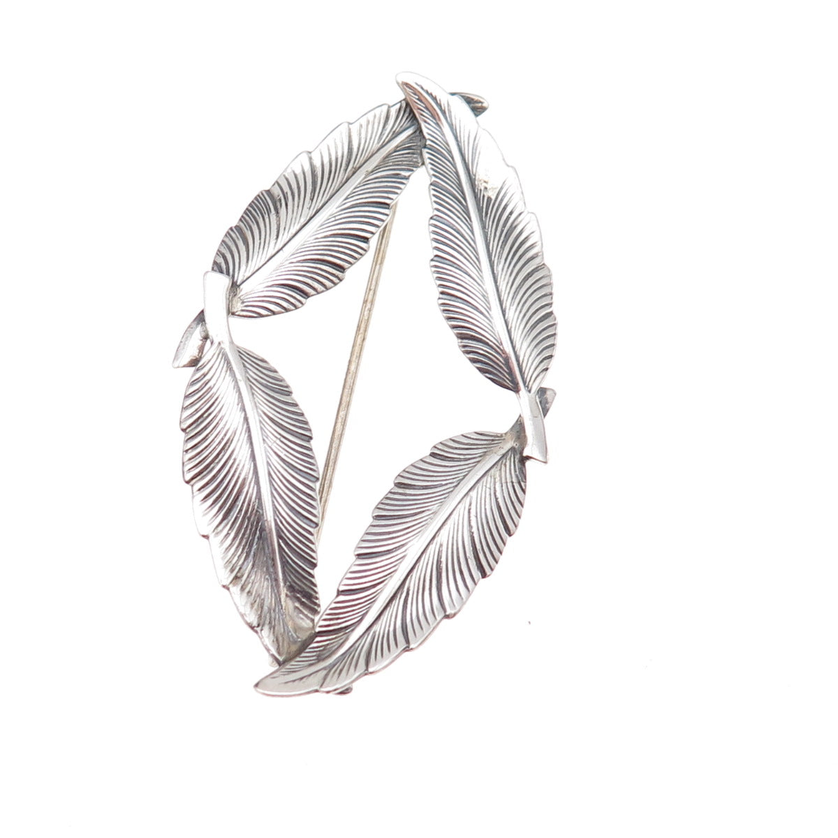JewelArt 925 Sterling Silver Vintage Feather Oxidized Pin Brooch
