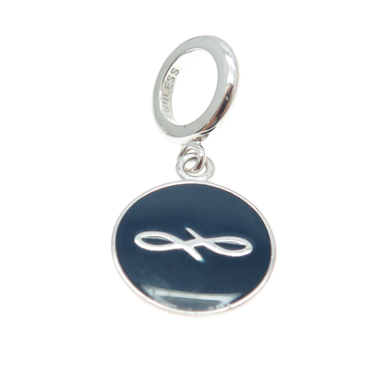 ENDLESS 925 Sterling Silver Blue Enamel Infinity Love Dangle Charm