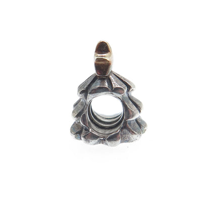 PANDORA 925 Sterling Silver & Gold Christmas Tree Oxidized Bead Charm