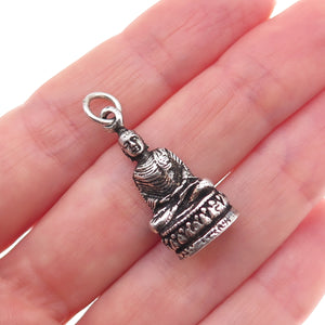 925 Sterling Silver Antique Art Deco Buddha Oxidized 3D Charm Pendant