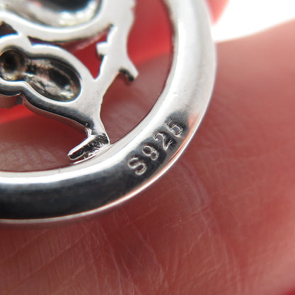 925 Sterling Silver Enamel Spinel C Z "I Love You To The Moon & Back" Pendant
